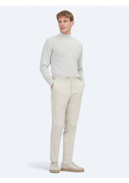 Açık Gri Yarım Balıkçı Yaka Jakarlı Yün Karışımlı Triko Kazak fiyatları