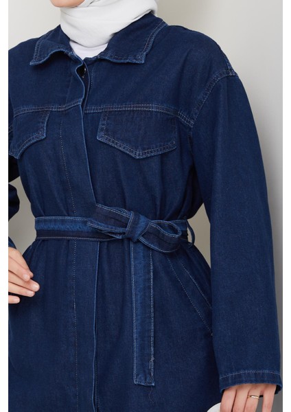 Kadın Düğmeli Kuşaklı Lacivert Ikili Takım indirimleri