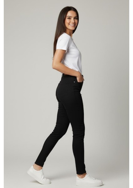 Kadın Siyah Dar Paça Yüksek Bel Pantolon M705 Siyah fiyatları