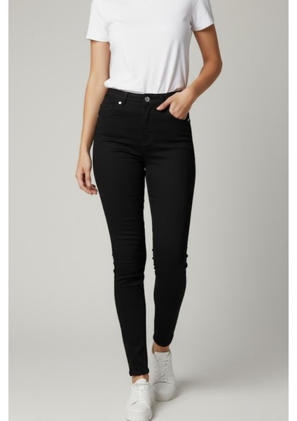 Kadın Siyah Dar Paça Yüksek Bel Pantolon M705 Siyah modelleri