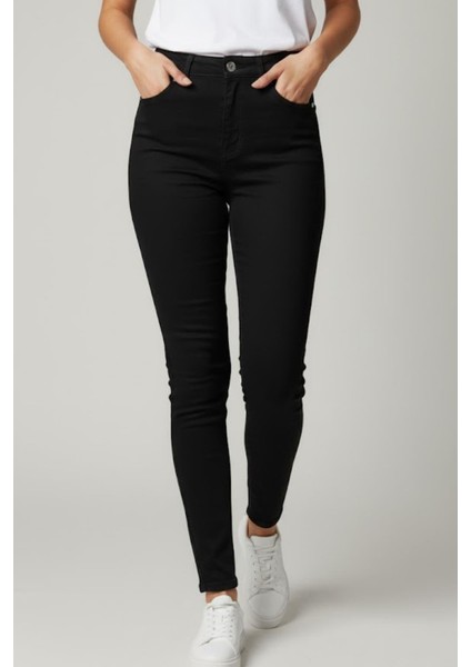 Kadın Siyah Dar Paça Yüksek Bel Pantolon M705 Siyah fırsatları
