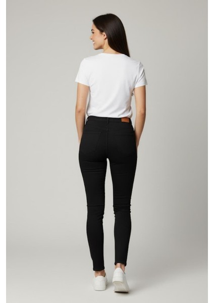 Kadın Siyah Dar Paça Yüksek Bel Pantolon M705 Siyah indirimleri