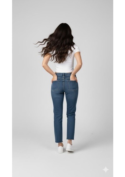 Kesik Paça Yüksek Bel Jean M5254 Kar Yıkama fırsatları