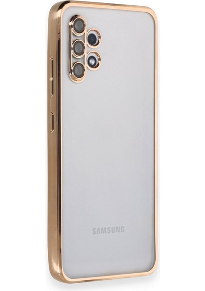 Samsung Galaxy A32 Kılıf Kamera Lens Korumalı Razer Lens Silikon Kapak - Gold