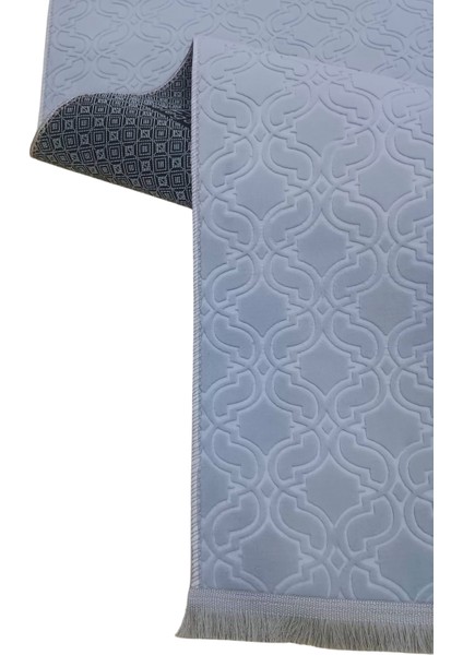 Elit Embos Gri Kabartmalı Saçaklı Kaymaz Taban Yıkanabilir Kesme Yolluk Halı fırsatları