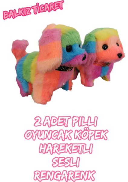 2 Adet Rengarenk Pilli Oyuncak Köpek