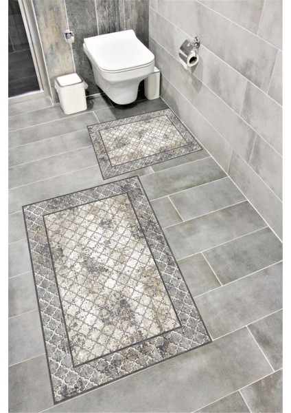 Su Emici Yumuşak Kaymaz Taban Sünger Dolgulu Yıkanabilir Dekoratif Banyo Paspası 1064