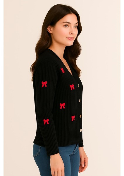 Fiyonklu Triko Hırka M490K26 Siyah modelleri