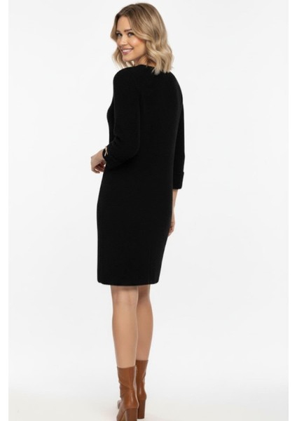 Kadın Fiyonk Detaylı Triko Elbise M7504 Siyah fırsatları