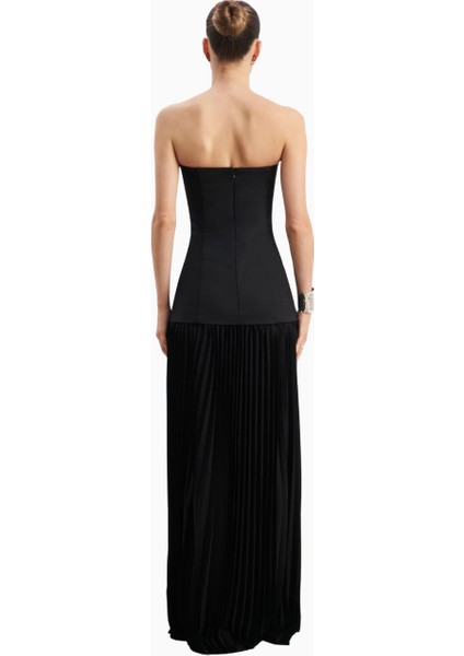 Structured Bodice Gown Pleated Maxi Length Formal Dress Kadın Elbise modelleri