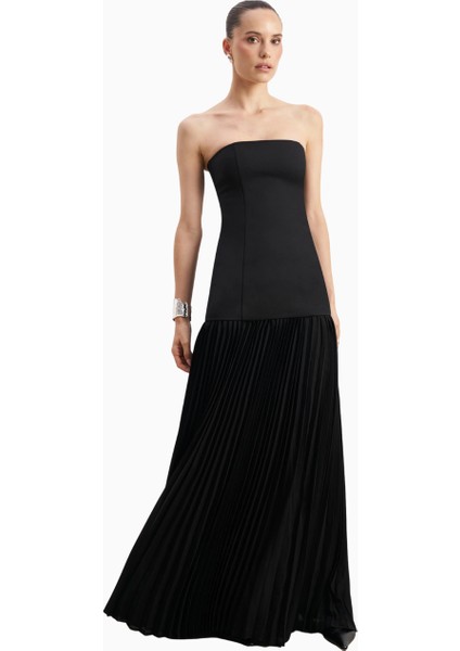 Structured Bodice Gown Pleated Maxi Length Formal Dress Kadın Elbise fırsatları