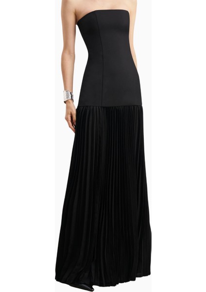 Structured Bodice Gown Pleated Maxi Length Formal Dress Kadın Elbise indirimleri