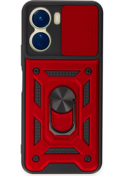 Vivo Y16 Kılıf Tam Koruma Sağlayan Kamera Sürgülü Sert Silikon Kapak Ryc/pars Yüzüklü