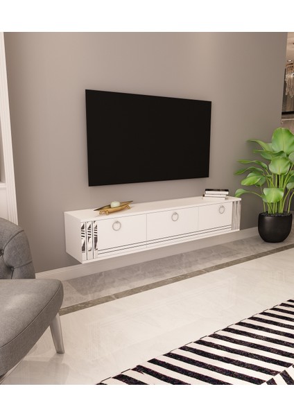 Hari Tv Ünitesi Duvara Monte Gümüş | Beyaz - Beyaz fırsatları