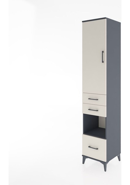 Hyperion Dolap 4 Raflı 3 Çekmeceli Tek Kapaklı 44X44X221 Antrasit-Aytaşı modelleri