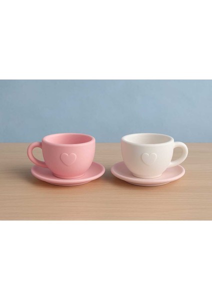 2'li El Yapımı Fincan Tasarımlı Saksı Seti - Handmade Taş Tozu Sukulent Mumluk Dekoratif Biblo 8 cm modelleri