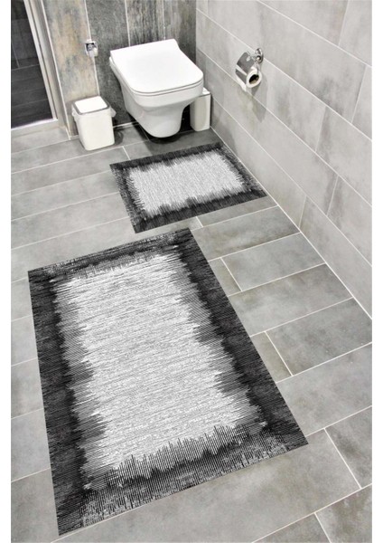 Su Emici Yumuşak Kaymaz Taban Sünger Dolgulu Yıkanabilir Dekoratif Banyo Paspası TAKIMI-1165