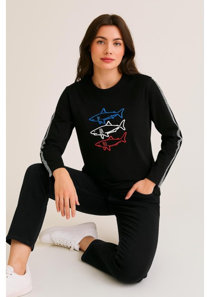 Baskılı Uzun Kollu Tunik M10640 Siyah fiyatları