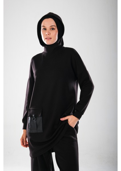 2286_Kadın Kapüşonlu Körüklü Cepli D Tokalı 2'li Takım – Cepli Pensli Harem Pantolonlu Tesettür Spor Takım modelleri