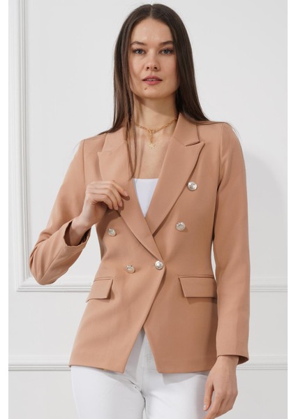 Düğmeli Diana Blazer Ceket M4488 Vizon