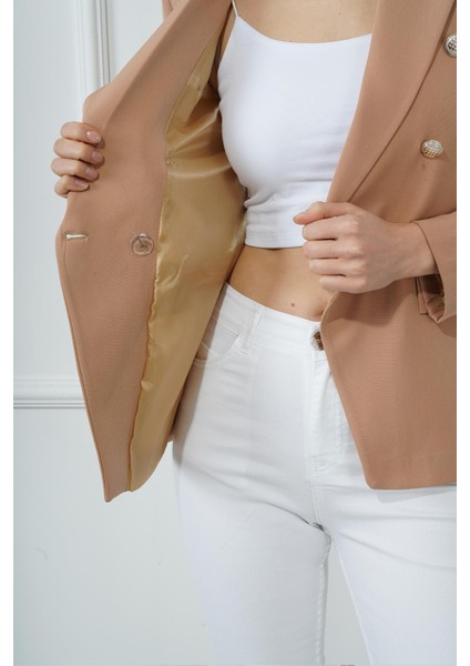 Düğmeli Diana Blazer Ceket M4488 Vizon fiyatları