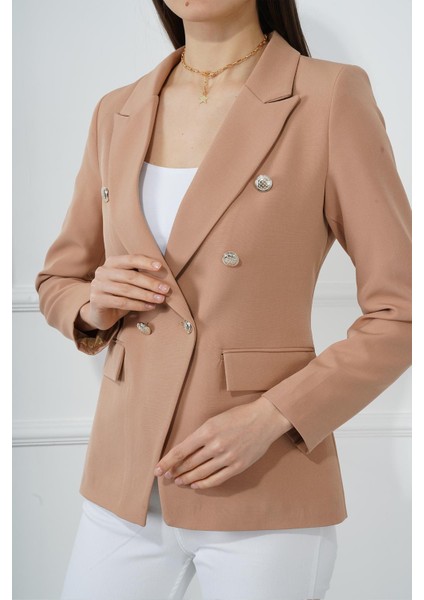 Düğmeli Diana Blazer Ceket M4488 Vizon modelleri