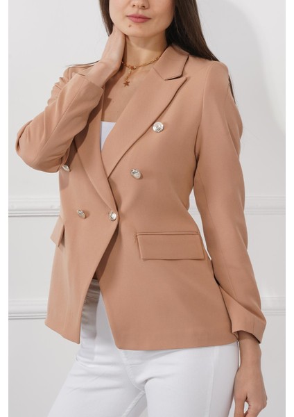 Düğmeli Diana Blazer Ceket M4488 Vizon indirimleri