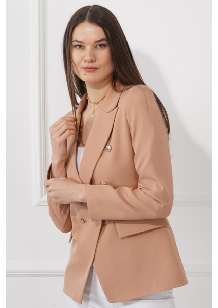 Düğmeli Diana Blazer Ceket M4488 Vizon