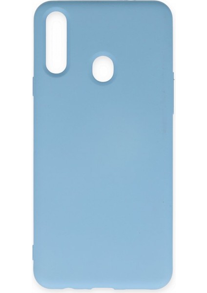 Samsung Galaxy A20S Kılıf Içi Kadife Kaplı Nano Silikon Kapak - Mavi