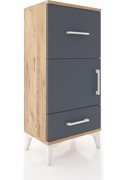 Arges Komodin Tek Raflı 2 Çekmeceli Tek Kapaklı 44X30X96 Çam-Antrasit fiyatları