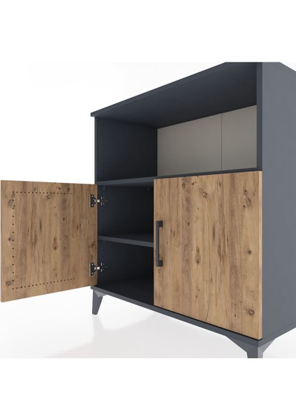 Hyperion Şifonyer 2 Raflı 2 Kapaklı 88X44X96 Antrasit-Çam indirimleri