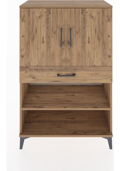 Hyperion Dolap 3 Raflı Tek Çekmeceli 2 Kapaklı 88X44X134 Çam-Çam