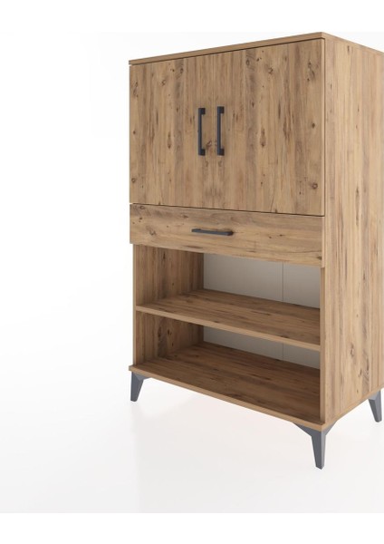 Hyperion Dolap 3 Raflı Tek Çekmeceli 2 Kapaklı 88X44X134 Çam-Çam modelleri