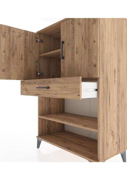 Hyperion Dolap 3 Raflı Tek Çekmeceli 2 Kapaklı 88X44X134 Çam-Çam indirimleri