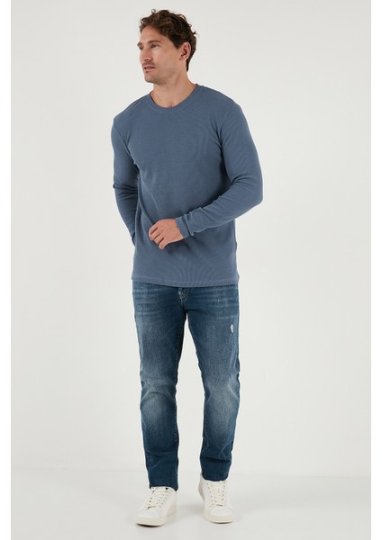 Pamuklu Bisiklet Yaka Slim Fit Basic Sweat Erkek Sweat 5905073S2 fırsatları