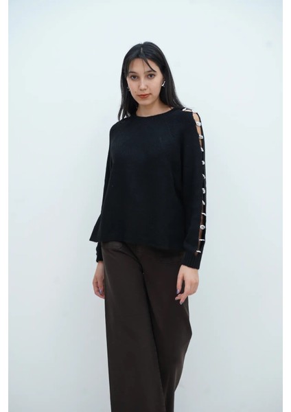 Kollar Düğmeli Bisiklet Yaka Kazak modelleri