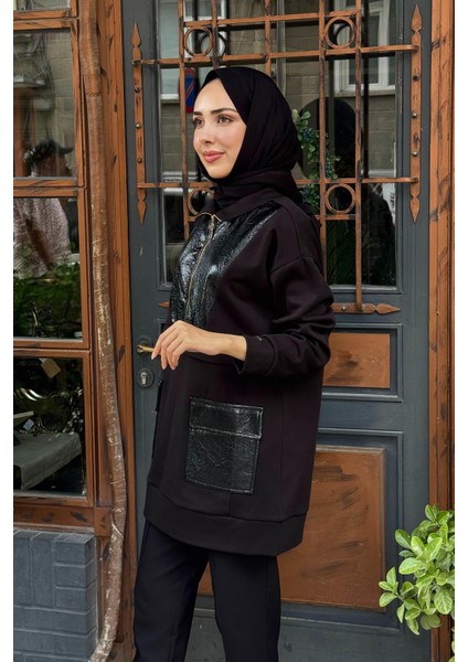 Rugan Detaylı Dik Yaka Tunik MB21.310 Siyah modelleri