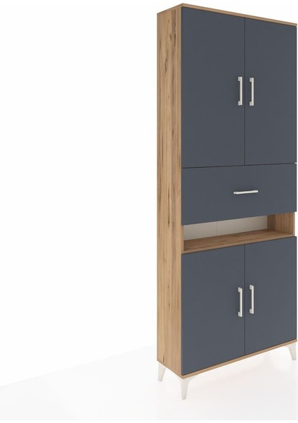 Arges Dolap 5 Raflı Tek Çekmeceli 4 Kapaklı 88X30X221 Çam-Antrasit fiyatları