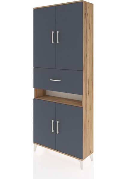 Arges Dolap 5 Raflı Tek Çekmeceli 4 Kapaklı 88X30X221 Çam-Antrasit modelleri