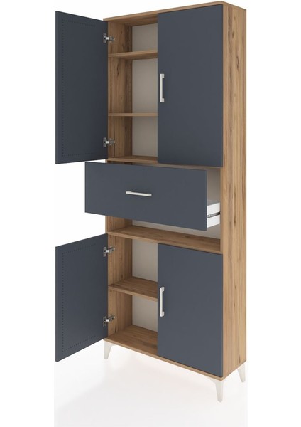 Arges Dolap 5 Raflı Tek Çekmeceli 4 Kapaklı 88X30X221 Çam-Antrasit fırsatları