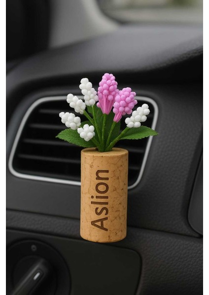 El Yapımı Mantar Lavanta Araba Kokusu - Çiçekli Dekoratif Araç Içi Koku Doğal Tasarım Handmade Pembe