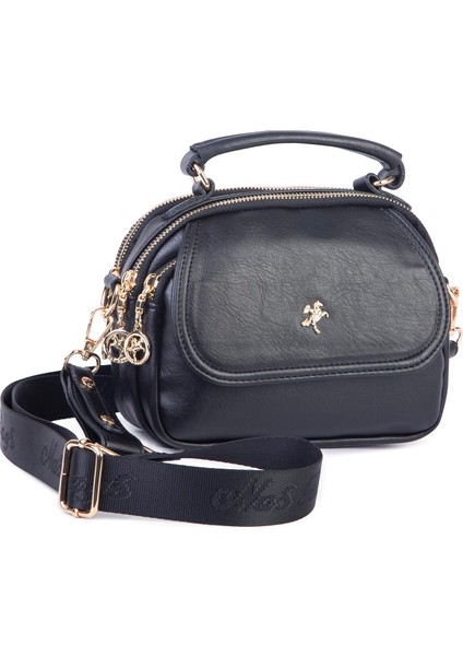 Kadın Mini Çok Gözlü El ve Çapraz Çanta Siyah