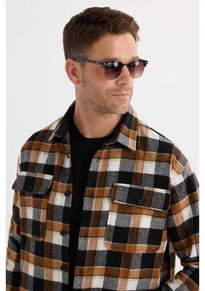 Relax Fit Rahat Kesim Çift Cep Kapaklı Kışlık Oduncu Kareli Erkek Gömlek