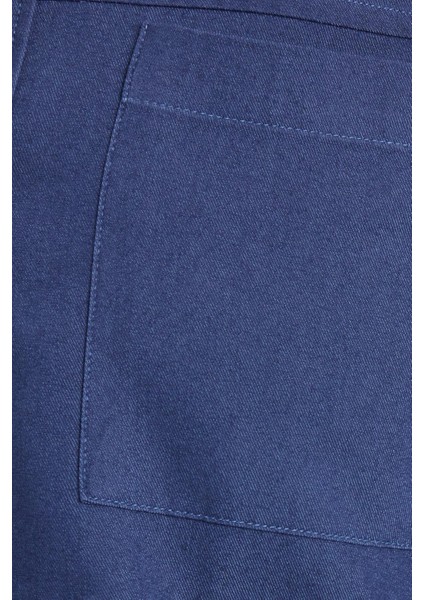 Regular Fit Rahat Kesim Cepli Denim Düğmeli Yaka lacivert Kot Gömlek