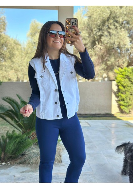 Beyaz Jean Yelek modelleri