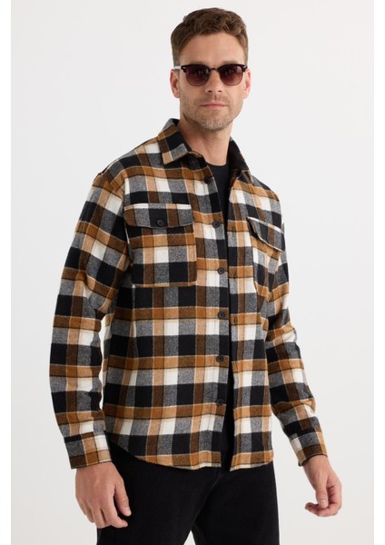 Relax Fit Rahat Kesim Çift Cep Kapaklı Kışlık Oduncu Kareli Erkek Gömlek fiyatları