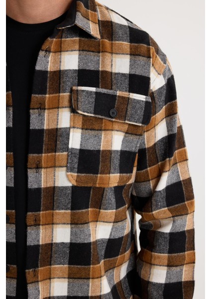 Relax Fit Rahat Kesim Çift Cep Kapaklı Kışlık Oduncu Kareli Erkek Gömlek modelleri