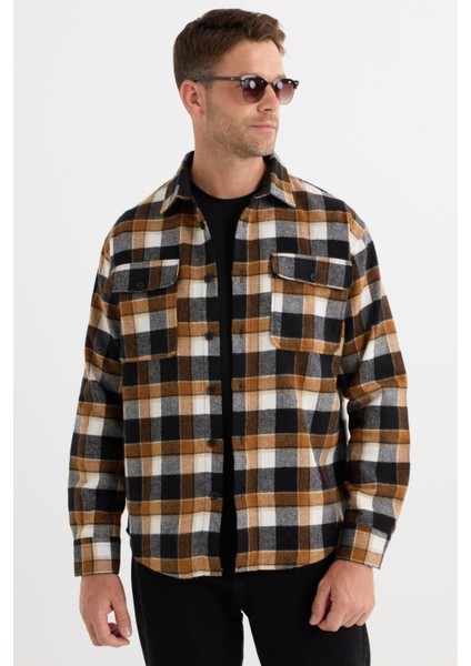 Relax Fit Rahat Kesim Çift Cep Kapaklı Kışlık Oduncu Kareli Erkek Gömlek fırsatları