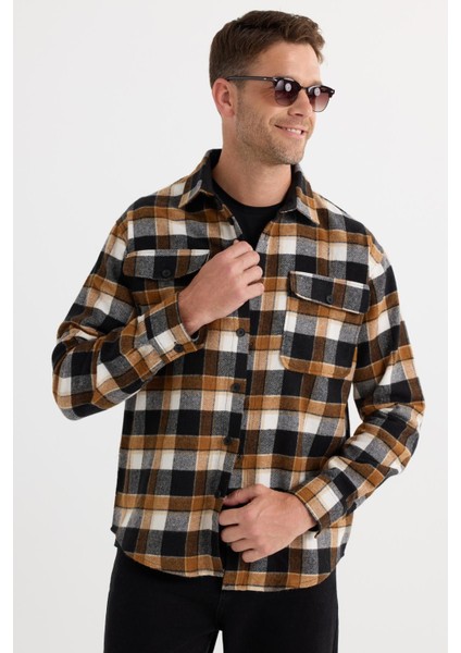 Relax Fit Rahat Kesim Çift Cep Kapaklı Kışlık Oduncu Kareli Erkek Gömlek indirimleri