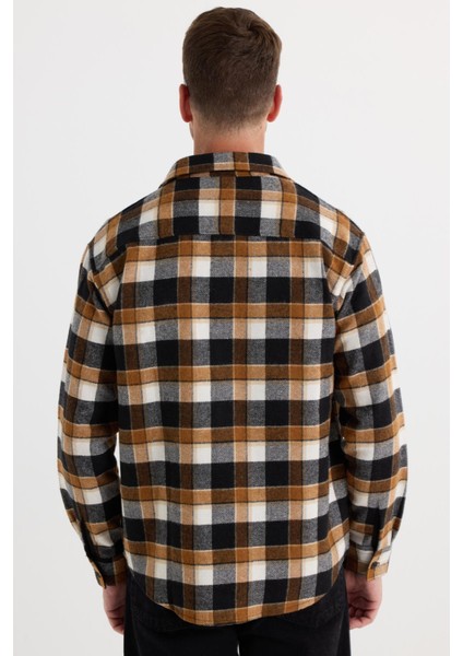 Relax Fit Rahat Kesim Çift Cep Kapaklı Kışlık Oduncu Kareli Erkek Gömlek